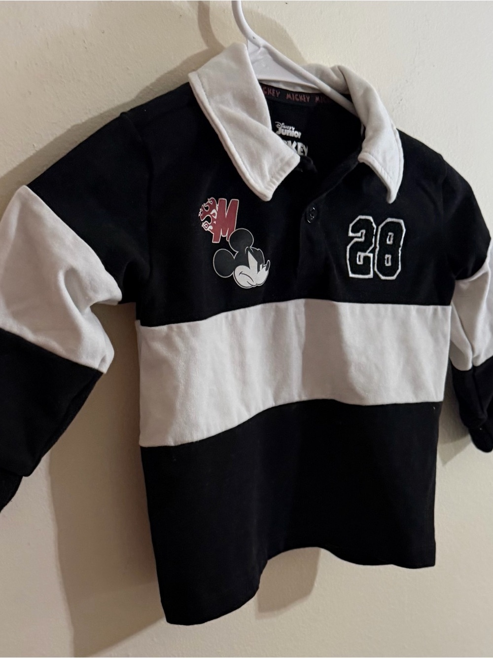 Disney Junior Size 3T Mickey Mouse  Black and White Mickey Rugby-Style Kids Polo
